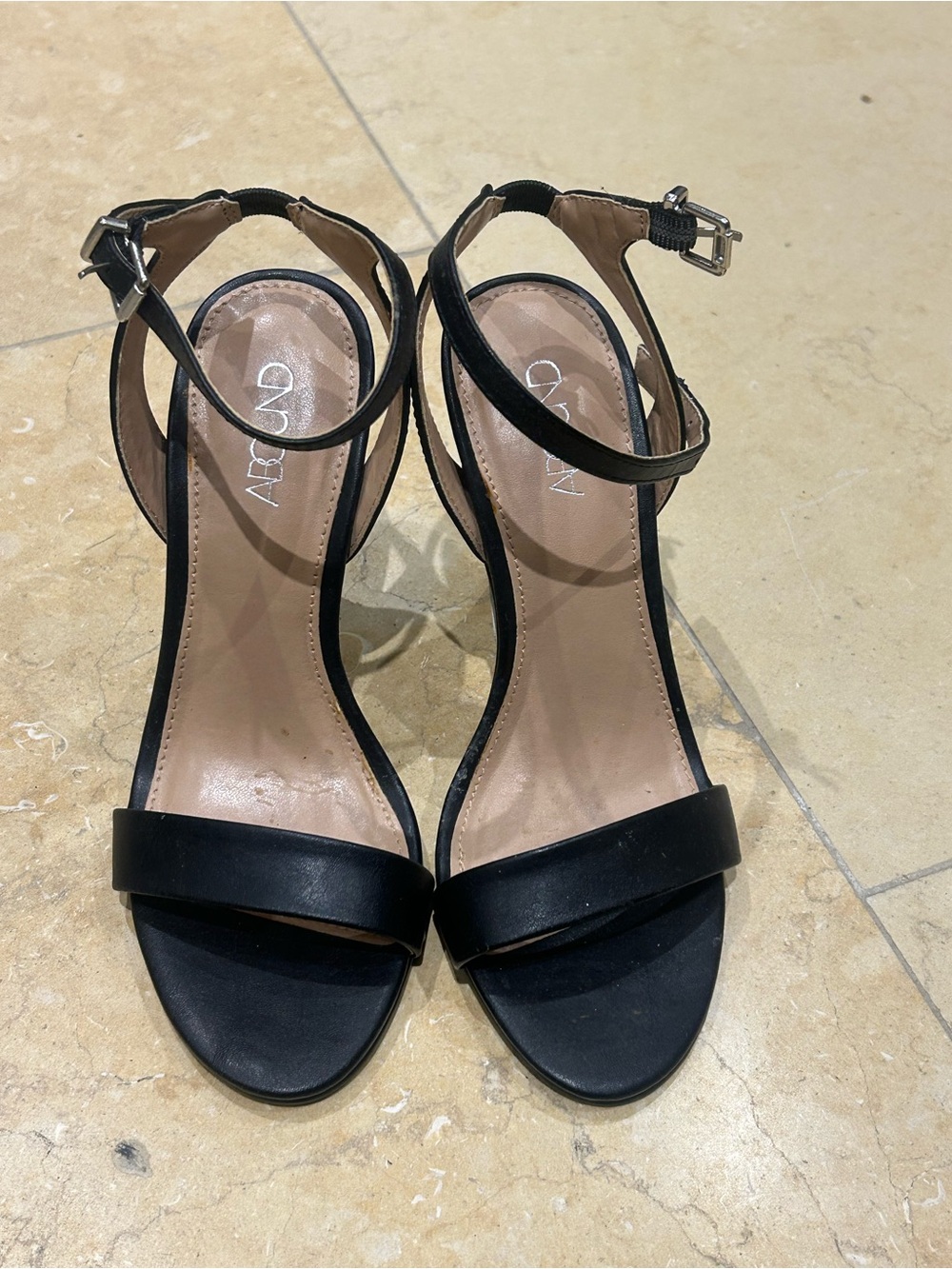 Strappy Black Ankle-Strap Heels by Qupid